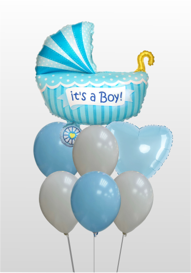 Фонтан Коляска голубая