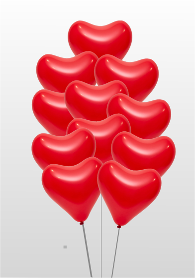 Фонтан 11 красных латексных сердец