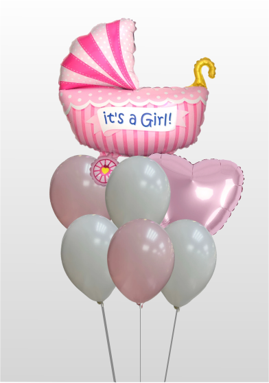 Фонтан Коляска розовая